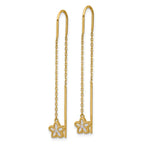 14K Polished Mother of Pearl Flower Cable Chain Threader Earrings