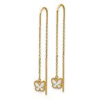 14K Polished Mother of Pearl Butterfly Cable Chain Threader Earrings