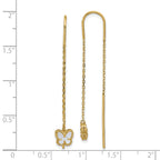 14K Polished Mother of Pearl Butterfly Cable Chain Threader Earrings