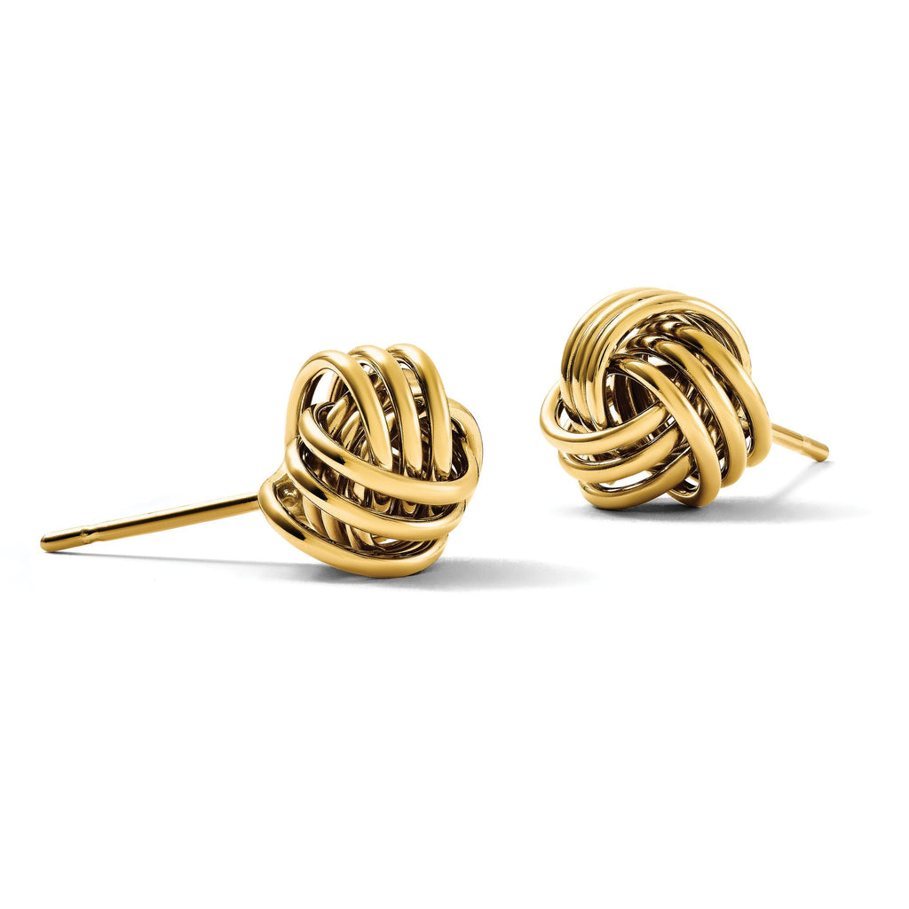 Triple Knot Stud Earrings in 14K Yellow Gold, 9mm - Sophia Jewelers