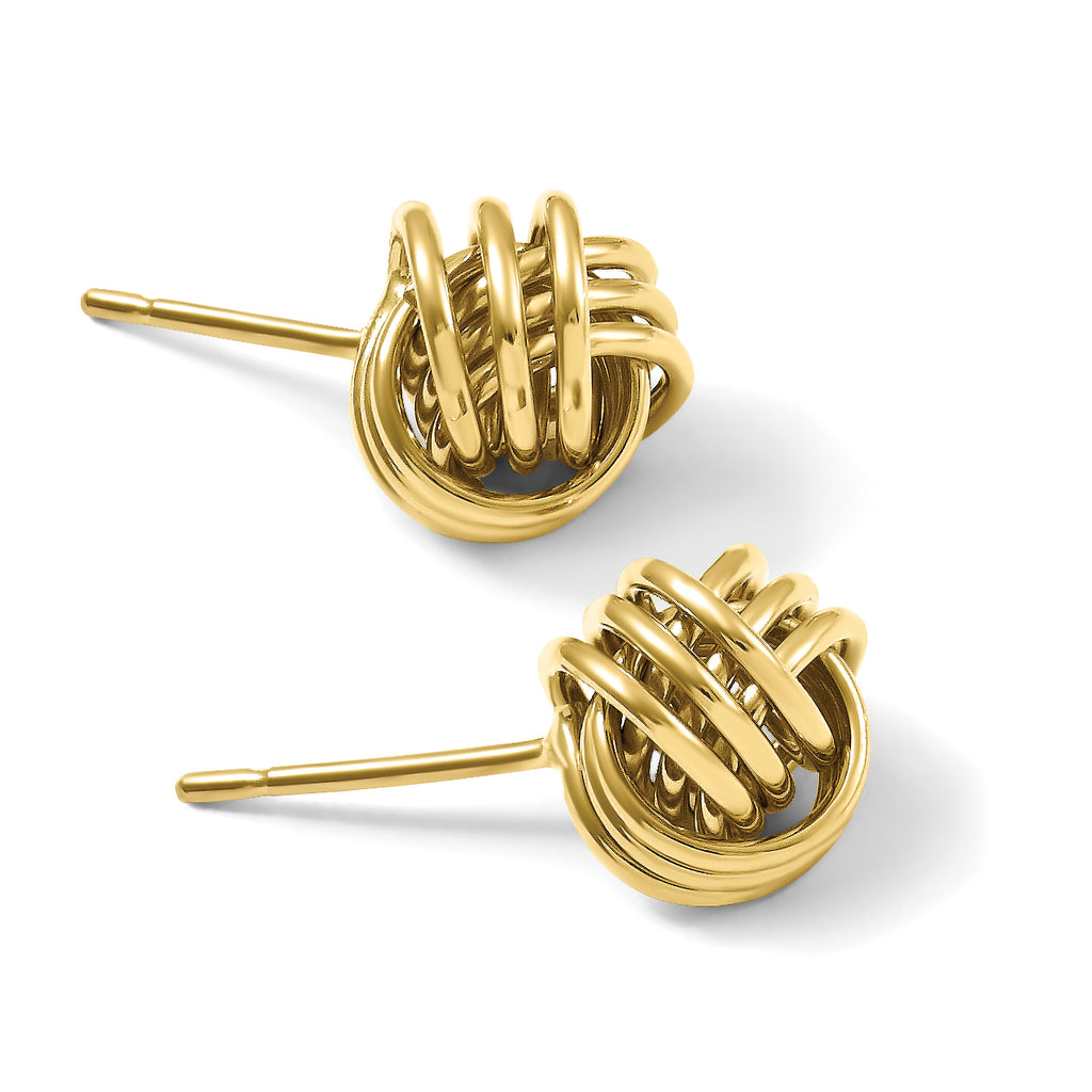 Triple Knot Stud Earrings in 14K Yellow Gold, 9mm - Sophia Jewelers
