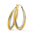 14K Two-Tone Diamond-Cut Polished Oval Hoop Earring, 27.5mm