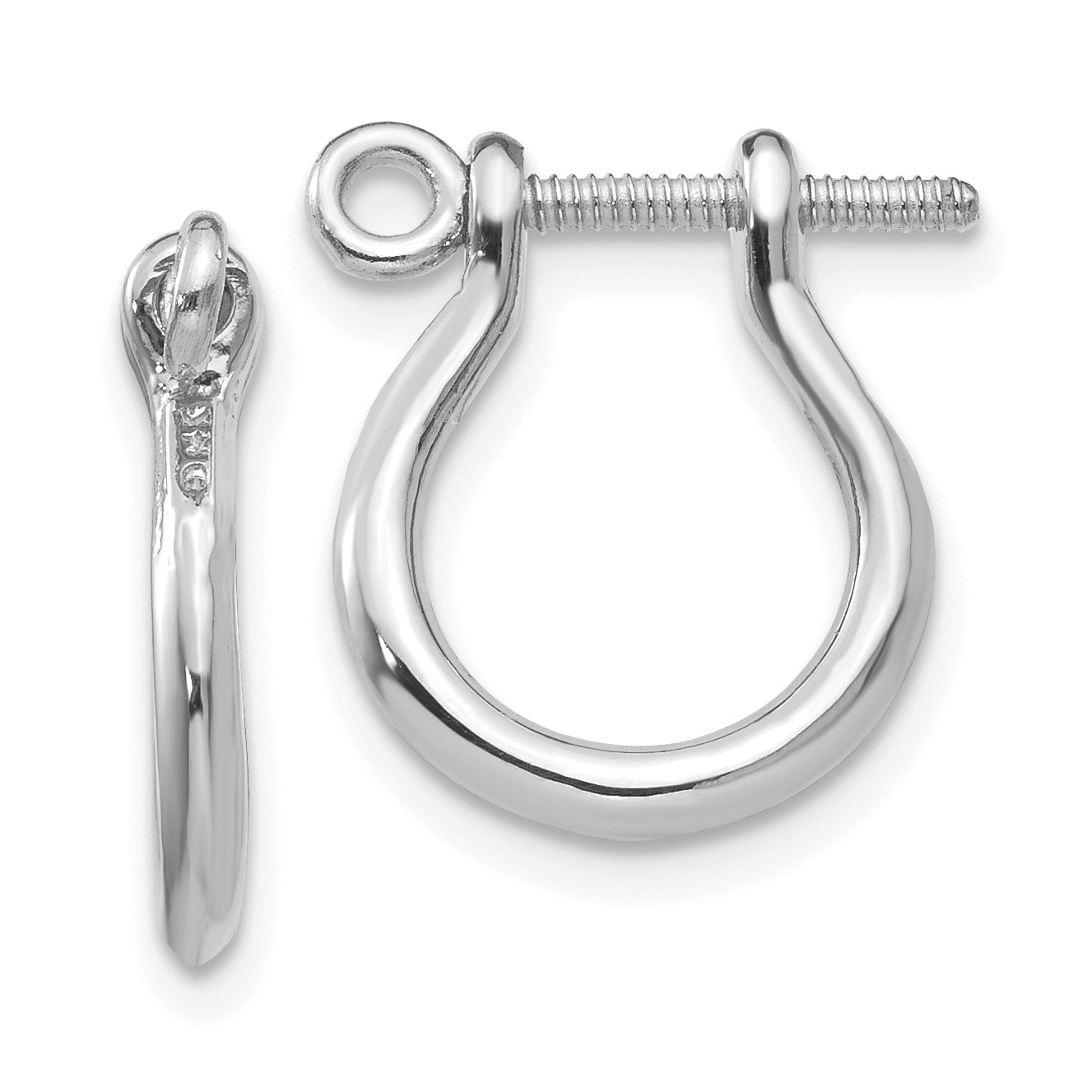 14k  3D White Gold Shackle Link Screw Earrings Main image