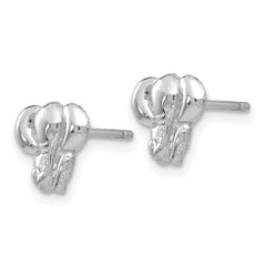 14K White Gold Elephant Button Earrings, 7mm x 8mm, Rhodium Plated