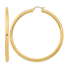 Smooth Round Tube Hoop Earrings in 14K Yellow Gold, 70mm Lightweight - Sophia Jewelers