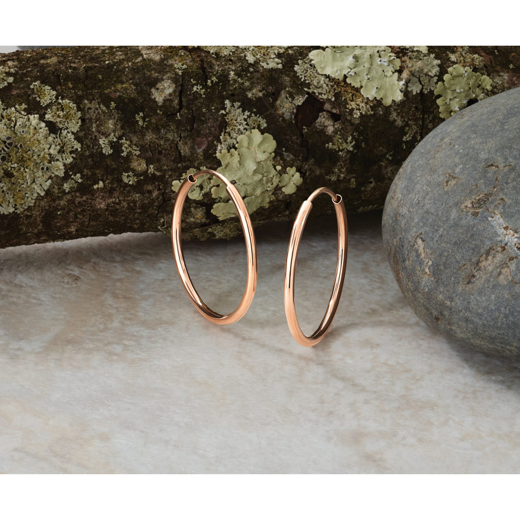 Endless Tube Hoop Earrings in 14K Rose Gold, 1.5x20mm - Sophia Jewelers