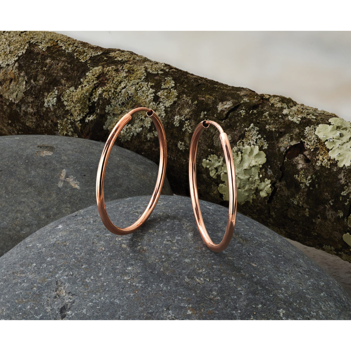 Endless Tube Hoop Earrings in 14K Rose Gold, 1.5x25mm - Sophia Jewelers