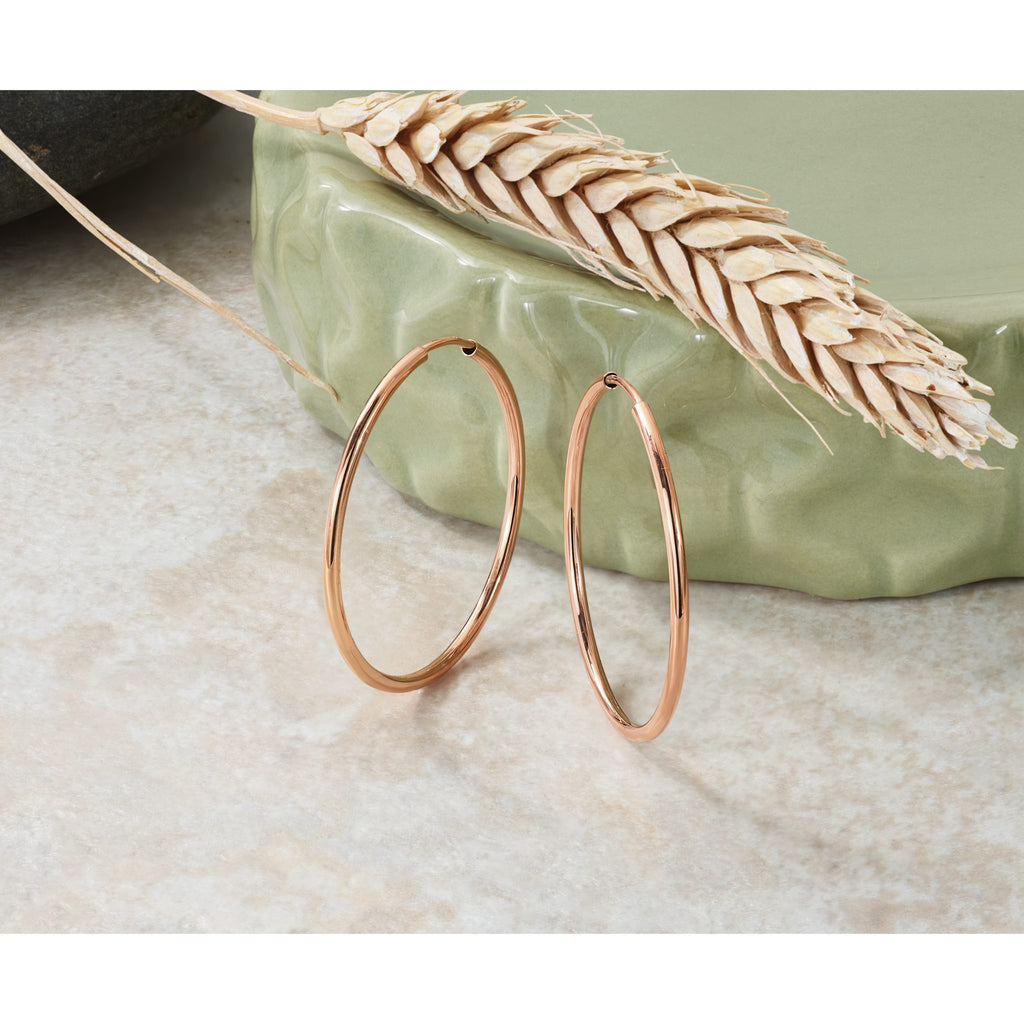 Endless Tube Hoop Earrings in 14K Rose Gold, 30mm - Sophia Jewelers