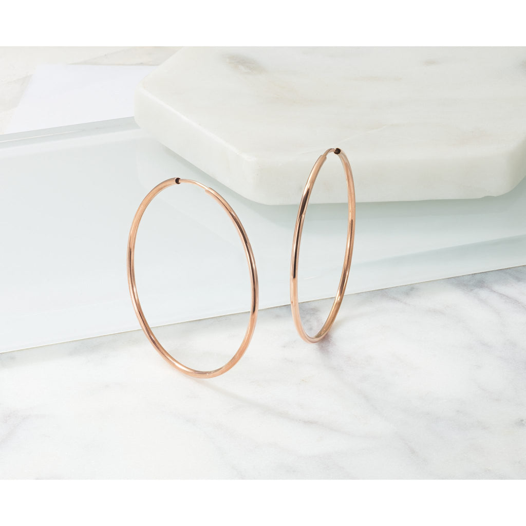 Endless Tube Hoop Earrings in 14K Rose Gold, 40mm - Sophia Jewelers