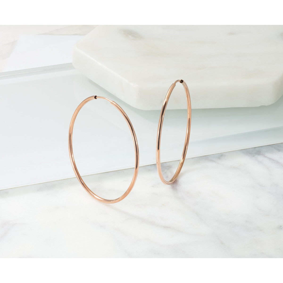 Endless Tube Hoop Earrings in 14K Rose Gold, 40mm - Sophia Jewelers