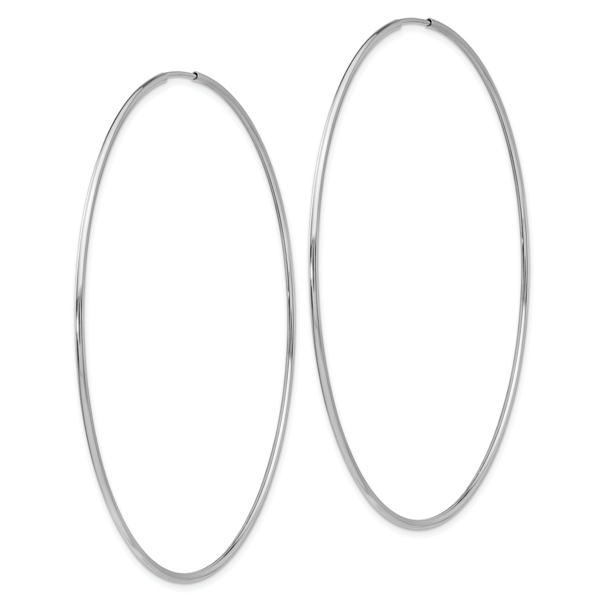 14k White Gold 1.2x69mm Polished Endless Tube Hoop Earrings