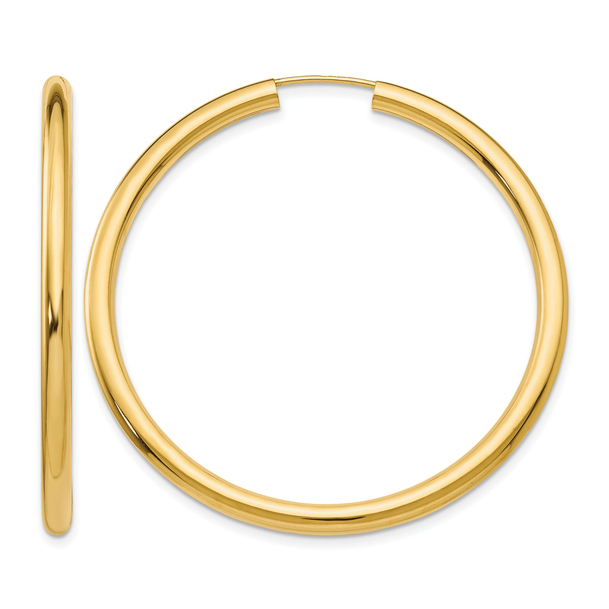 14k 3.00x45mm Polished Endless Tube Hoop Earrings