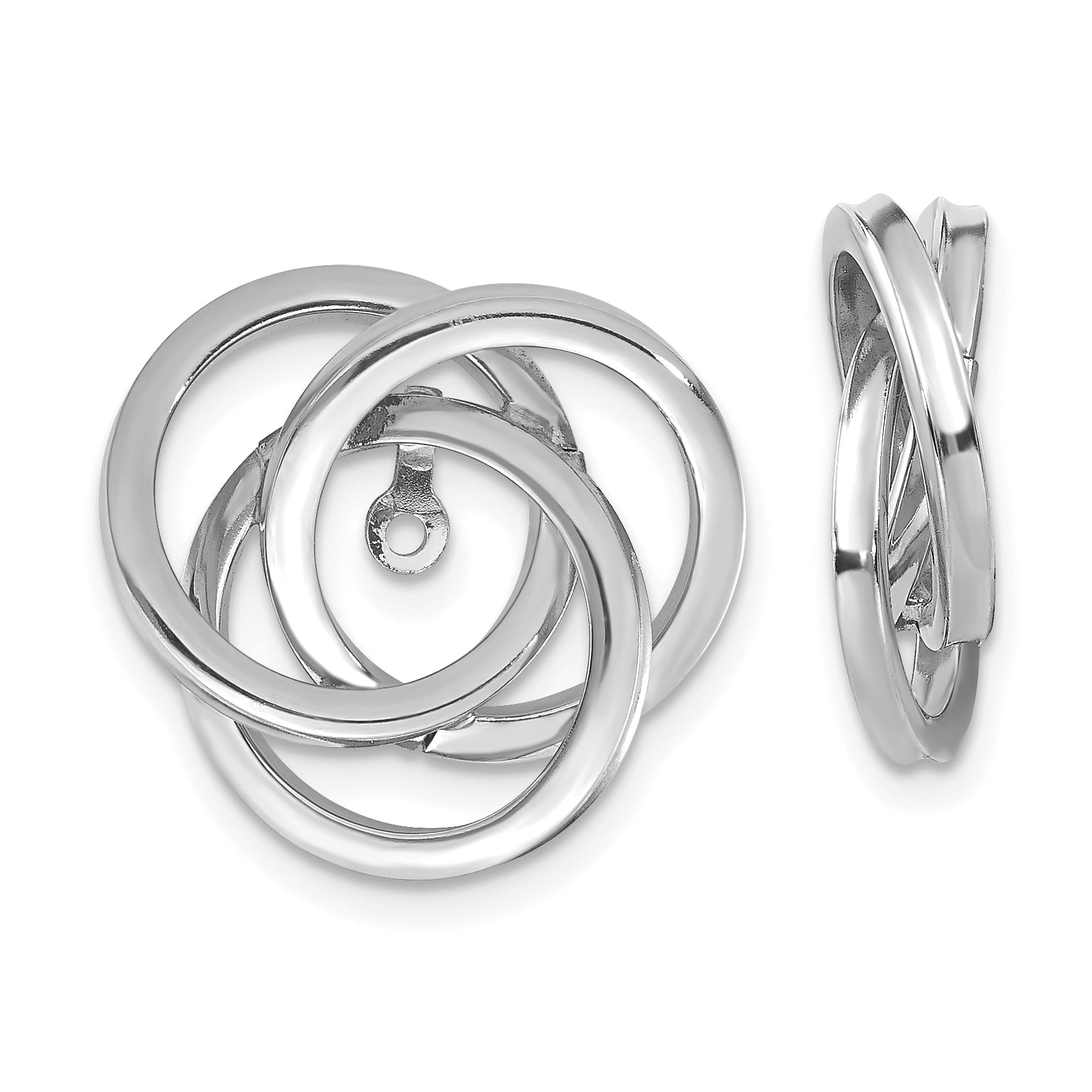 14K White Gold Polished Love Knot Earring Jackets Main image