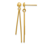 14k Polished Two Bars Dangle Post Earrings