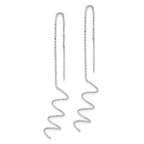 14k White Gold Polished Diamond-cut Spiral Threader Earrings