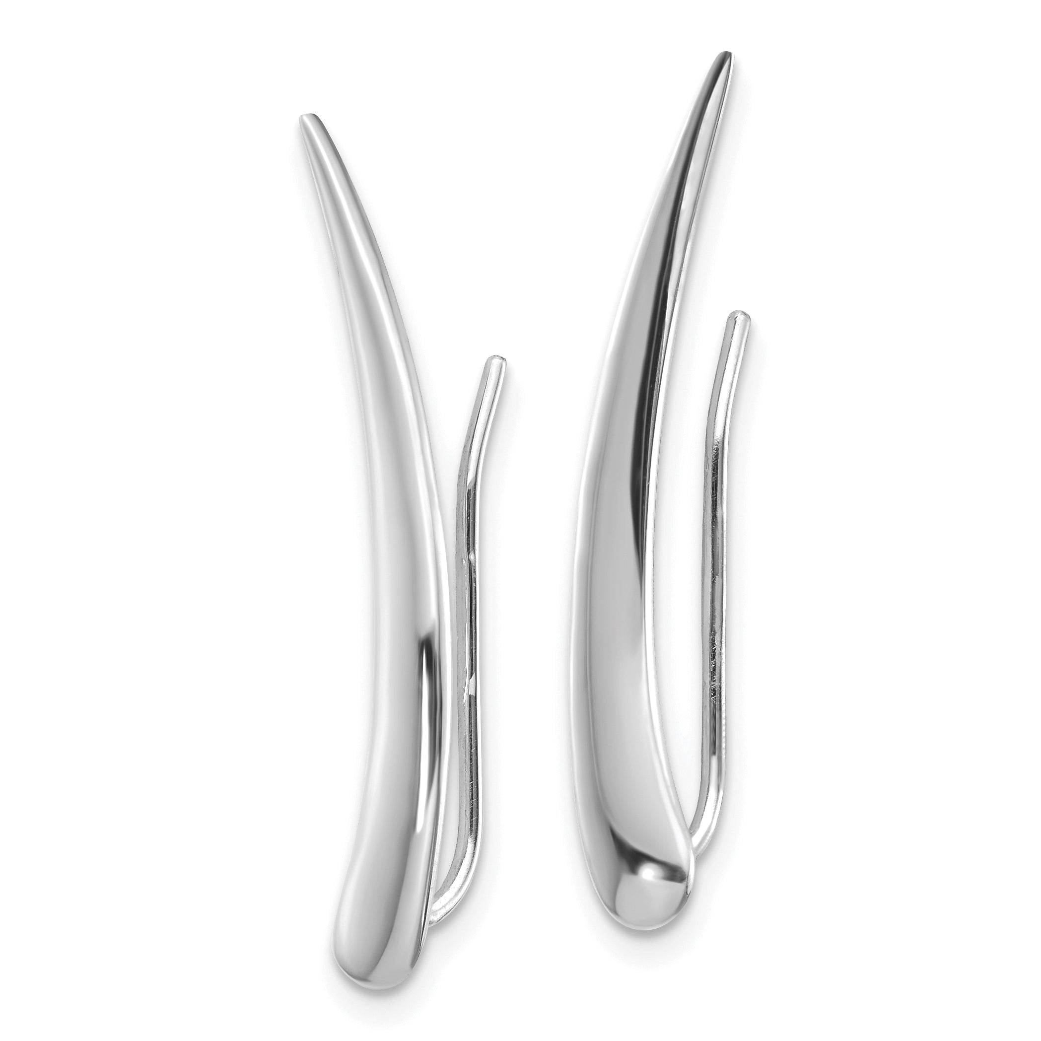 14k White Gold Polished Pointed Ear Climber Earrings Secondary image