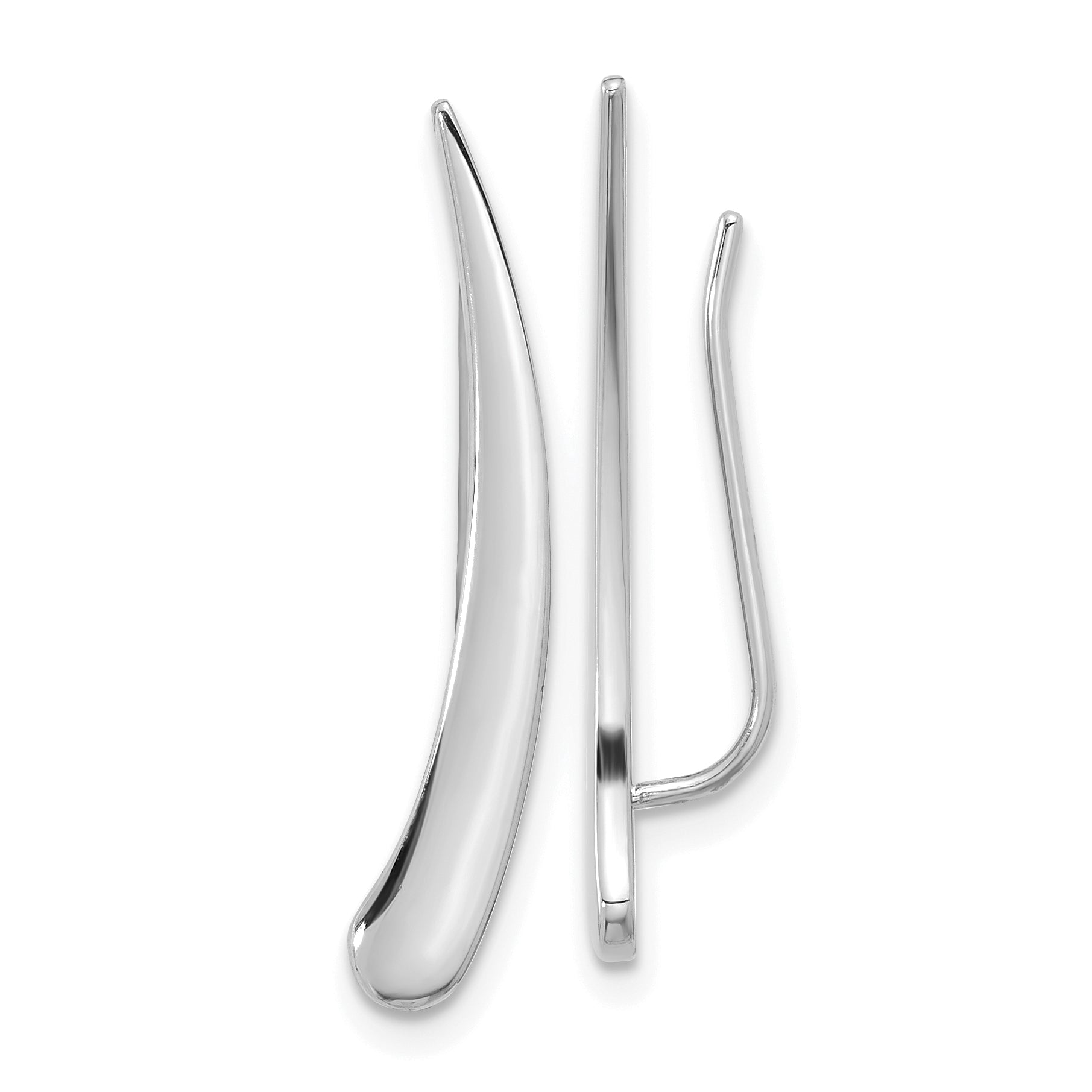 14k White Gold Polished Pointed Ear Climber Earrings