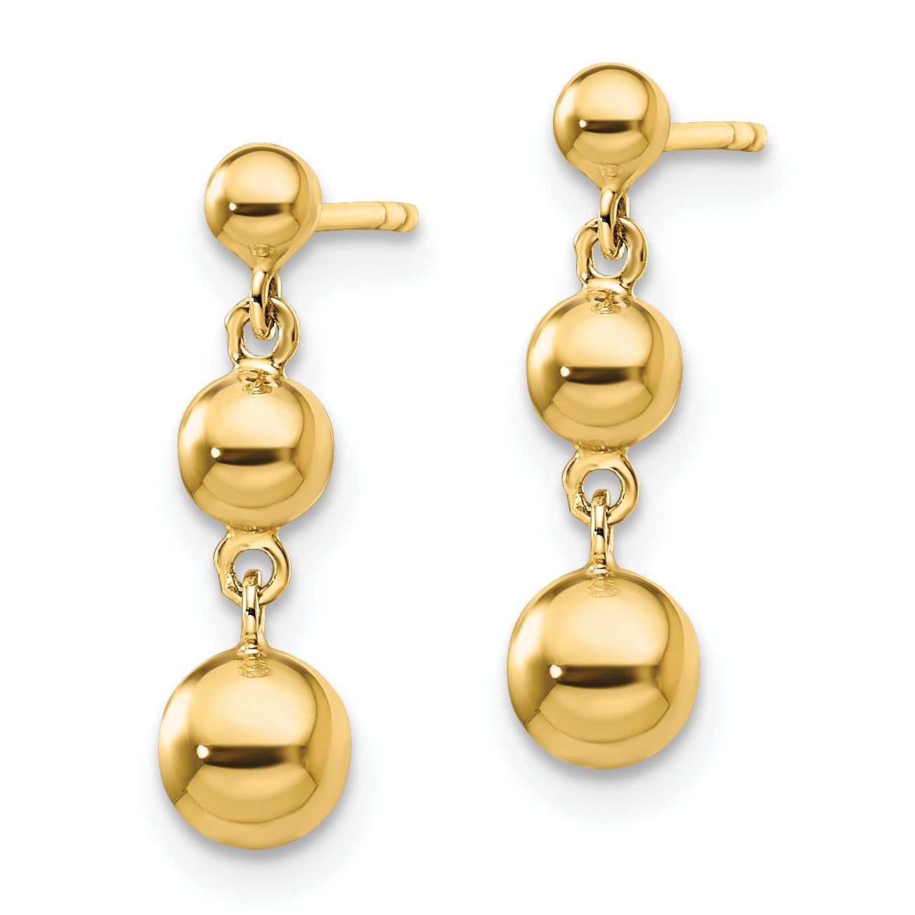 14k Graduated 3 Ball Post Earrings Secondary image