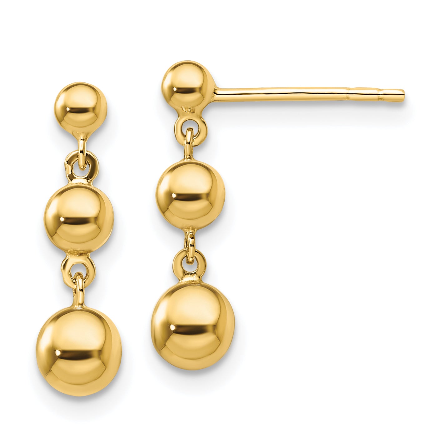 14k Graduated 3 Ball Post Earrings Main image