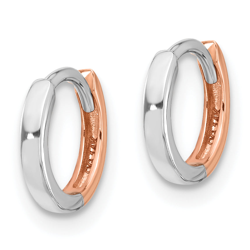 14k Two-tone Rose and White Gold 1.75mm Hinged Hoop Earrings Secondary image