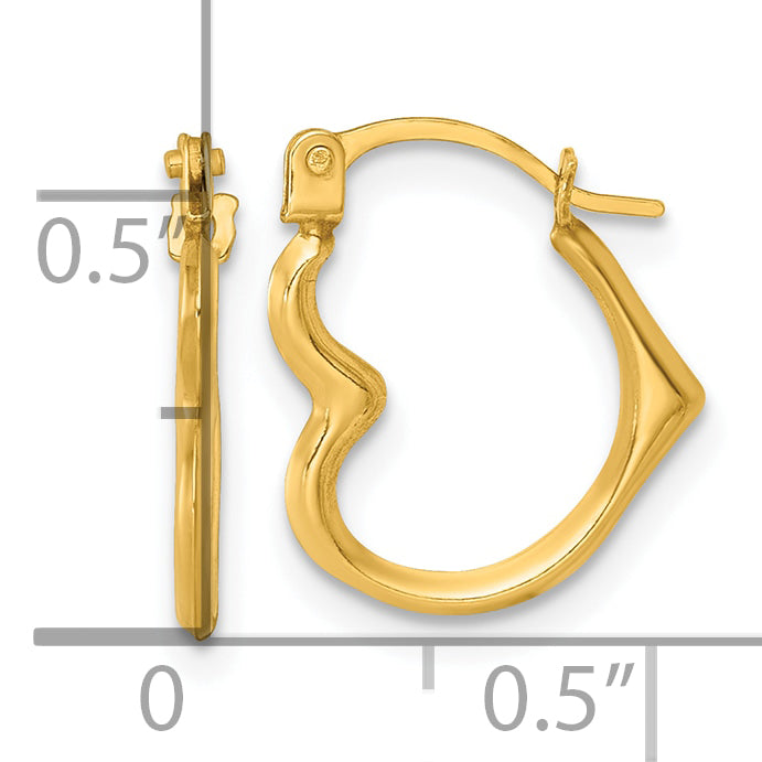 14k Polished Heart Shape Hoop Earrings