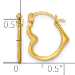 14k Polished Heart Shape Hoop Earrings