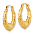 14k Polished Heart Scalloped Round Hollow Hoop Earrings