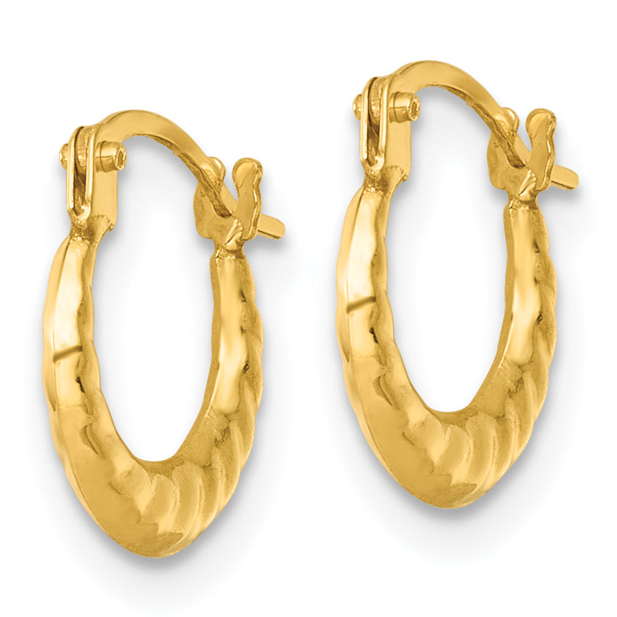 14k Polished Scalloped Twisted 1.5 x 11.00mm Hollow Hoop Earrings