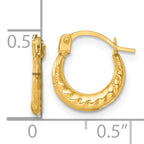 14k Polished Scalloped Twisted 1.5 x 11.00mm Hollow Hoop Earrings