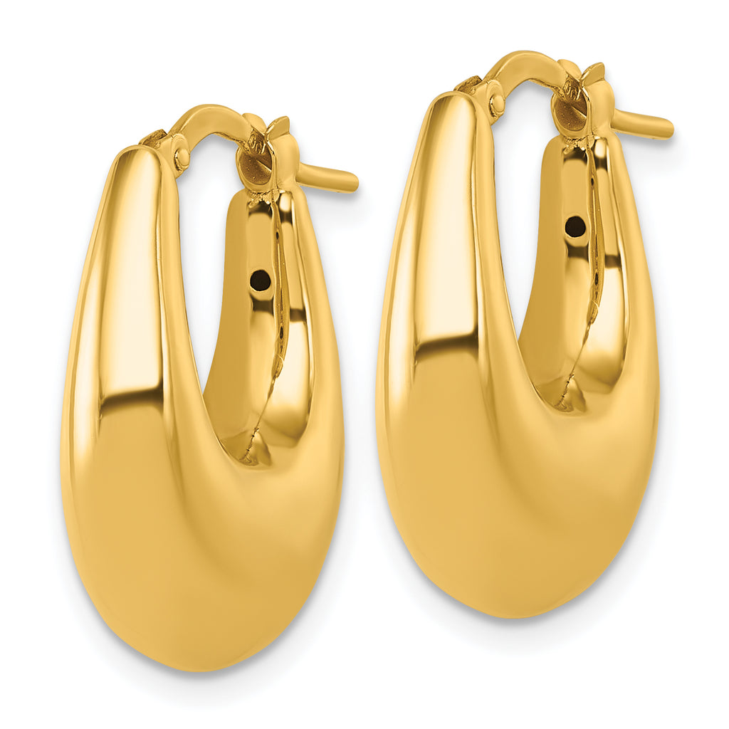 14k Polished 7mm x 16mm Puffed Oval Hoop Earrings