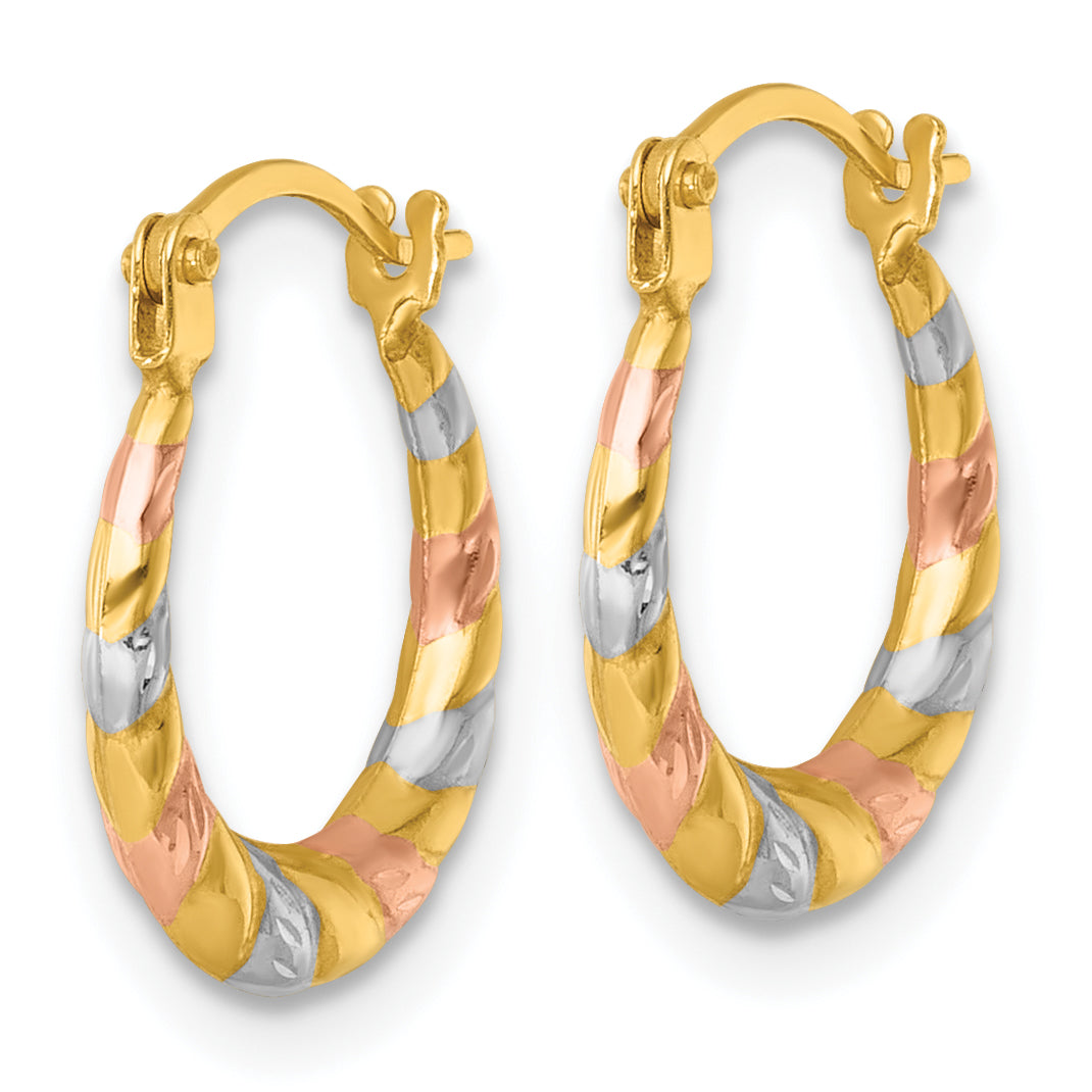 Twisted Diamond-Cut Hoop Earrings in 14K Two-Tone Gold Secondary image