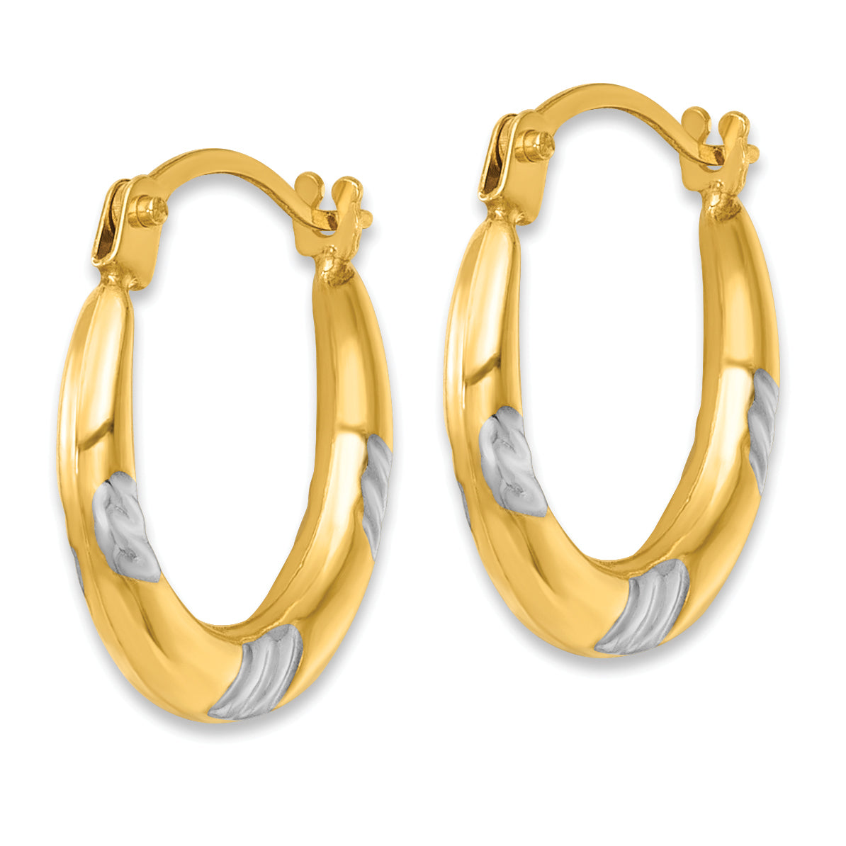 Polished Two-Tone Hoop Earrings in 14K Gold Secondary image