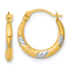 14k with White Rhodium Polished 2mm Hollow Hoop Earrings