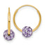 14k Polished Lavender Crystal and Resin Bead Endless Hoop Earrings
