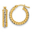 14k Two Tone Polished and Diamond-cut Beaded Hoop Earrings