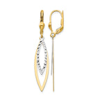 14k Two-tone Diamond-cut Dangle Leverback Earrings