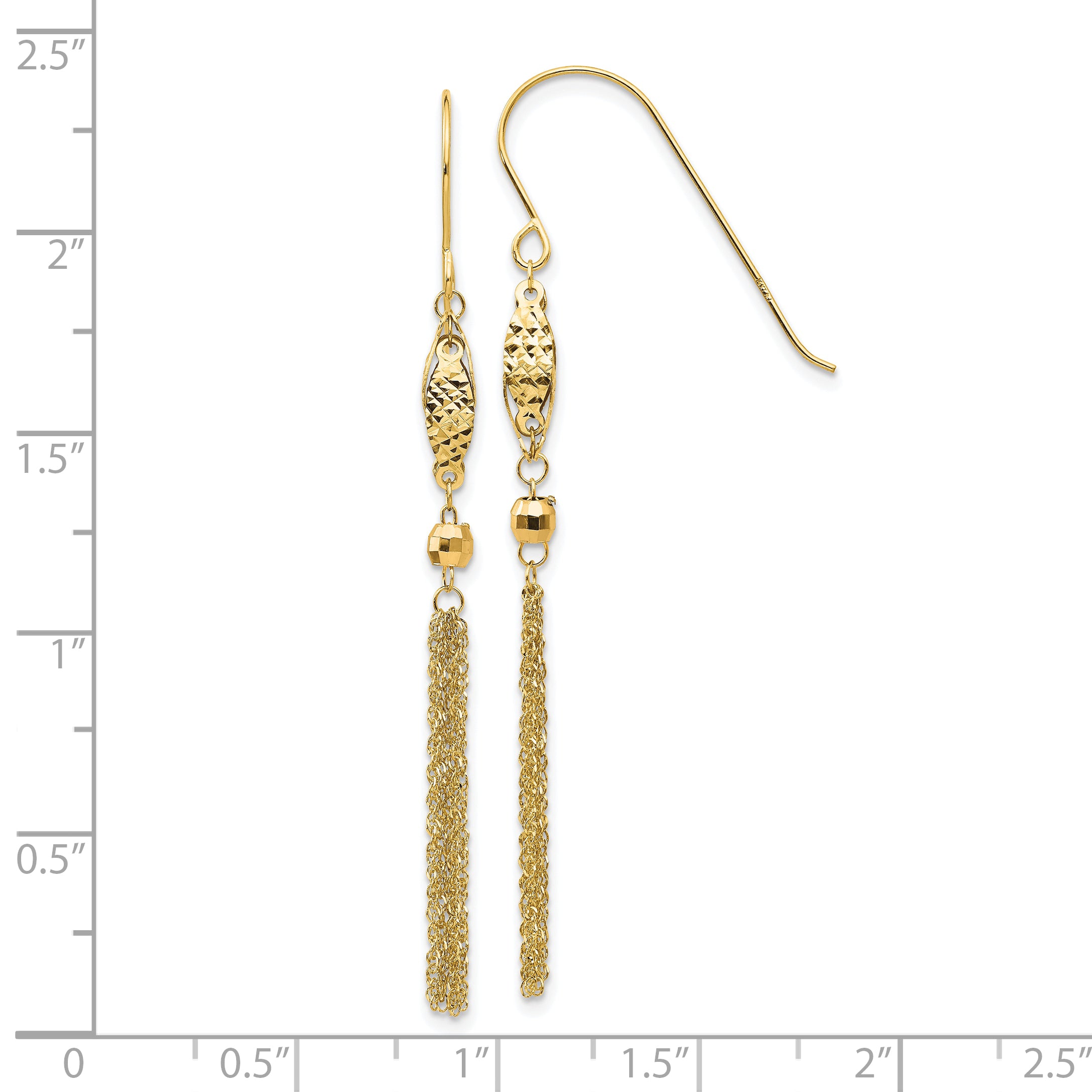14k Bead and Chain Dangle Earrings