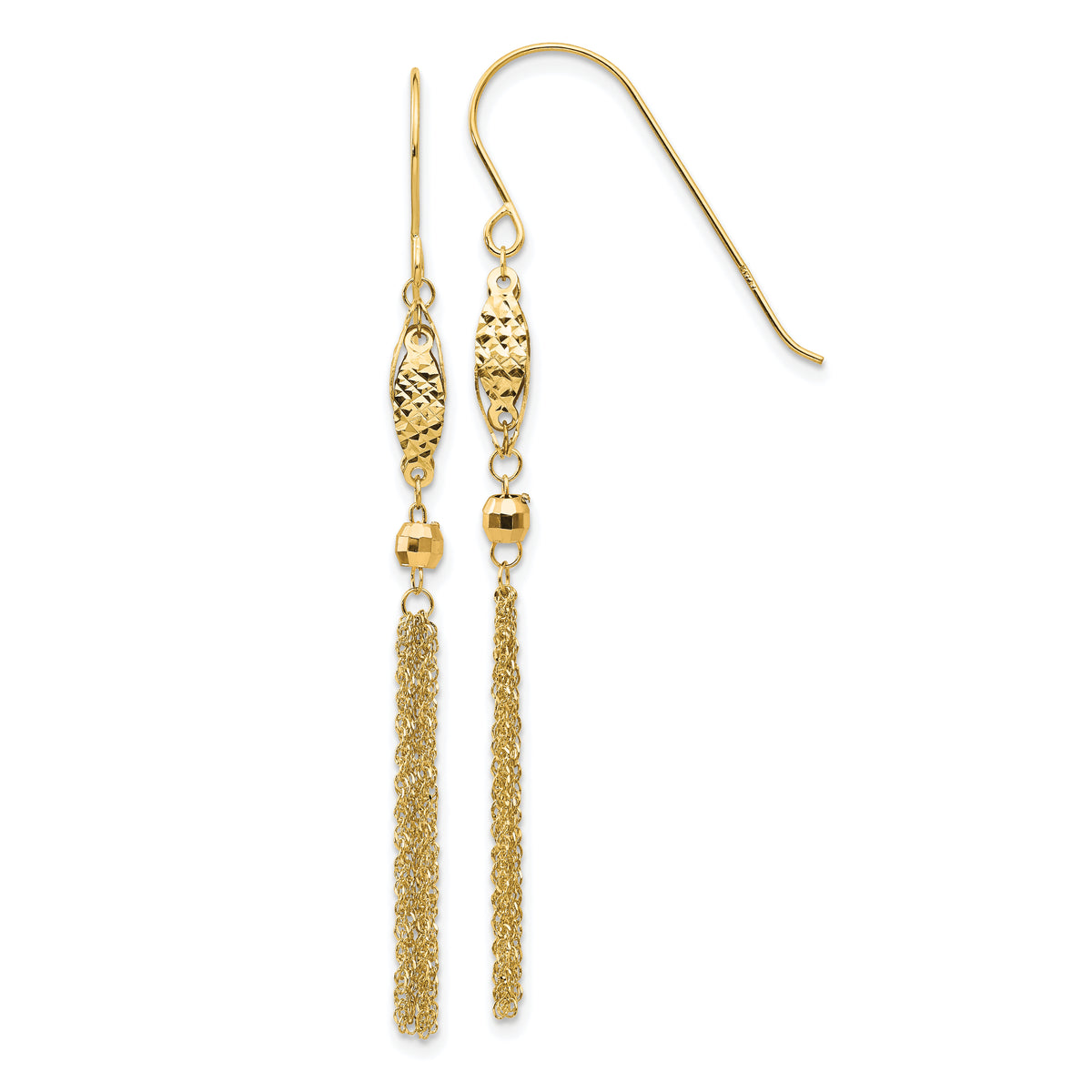 14k Bead and Chain Dangle Earrings