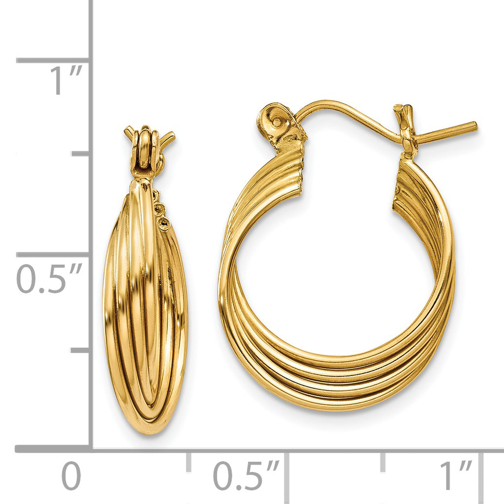14k Polished Circles Hoop Earrings