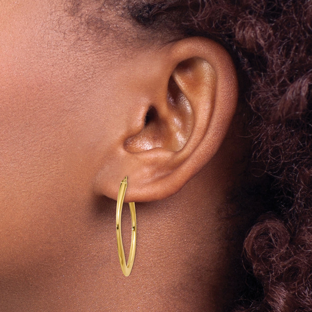14k 2x30mm Tapered Square Hoop Earrings