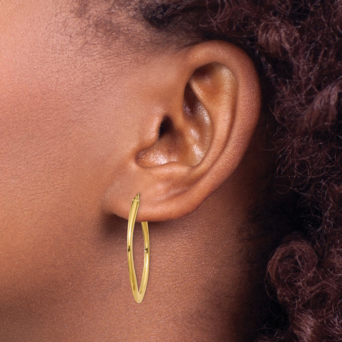 14k 2x30mm Tapered Square Hoop Earrings