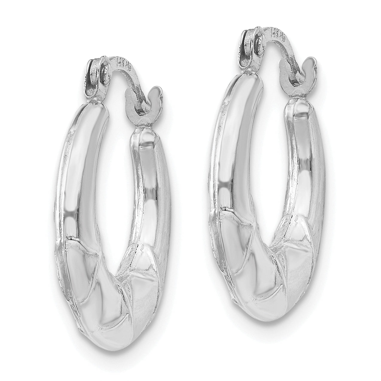 14K White Gold Hollow X Hoop Earrings Secondary image