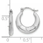 14K White Gold Hollow X Hoop Earrings