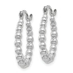 14K White Gold Beaded Hoop Earrings