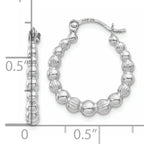 14K White Gold Beaded Hoop Earrings