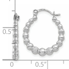 14K White Gold Beaded Hoop Earrings