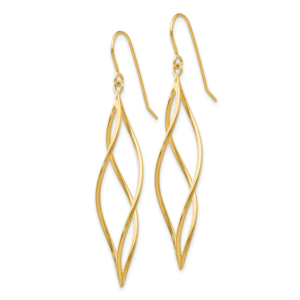 14k Polished Long Twisted Dangle Earrings