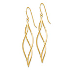 14k Polished Long Twisted Swirl Drop French Hook Earrings