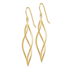 14k Polished Long Twisted Dangle Earrings