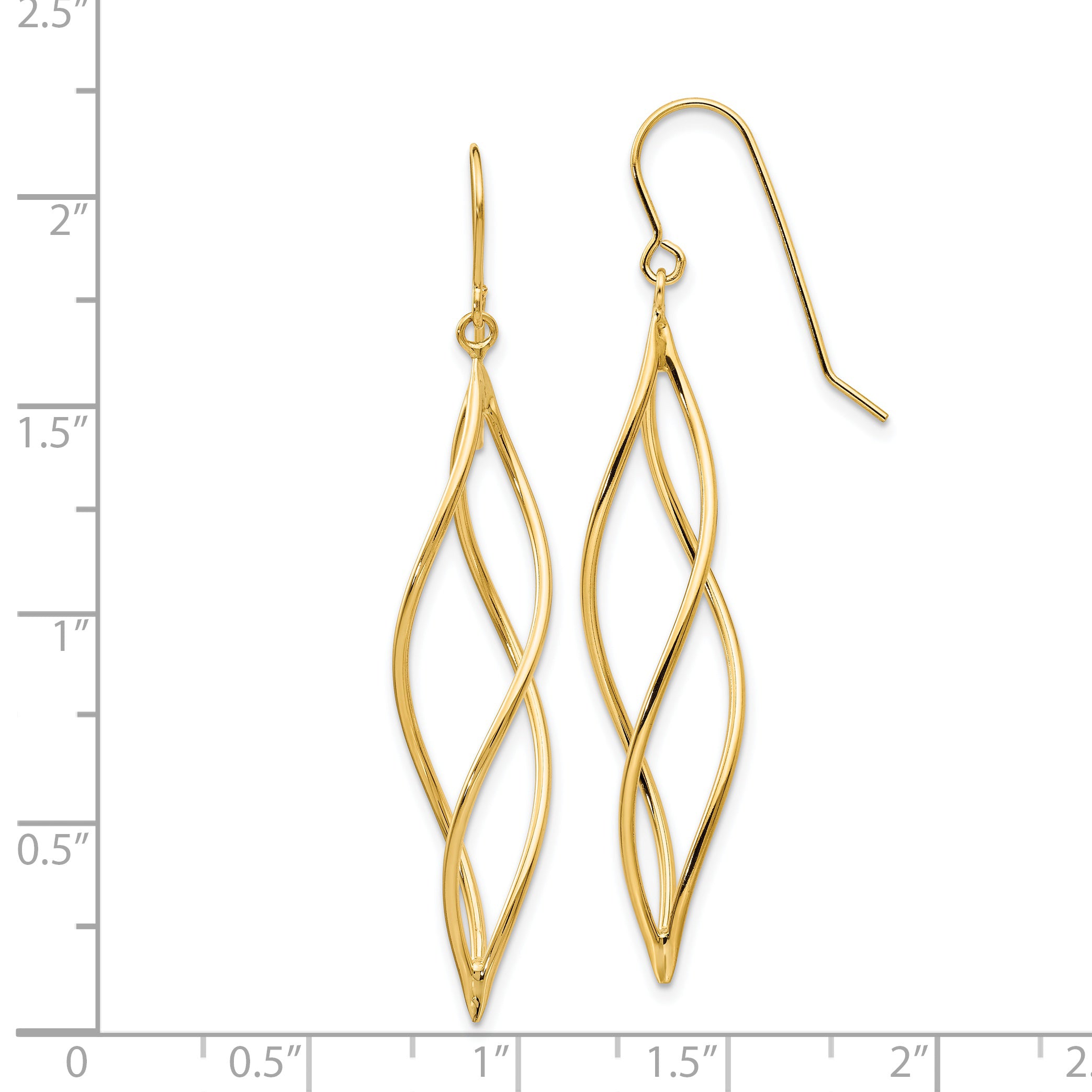 14k Polished Long Twisted Dangle Earrings